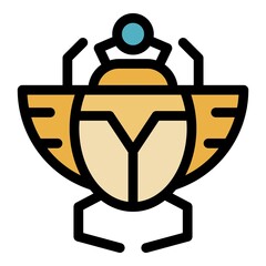 Poster - scarab beetle insect icon. outline scarab beetle insect vector icon color flat isolated