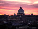 Fototapeta Londyn - View of the Vatican from above at sunset, Rome, Italy