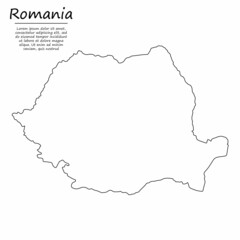 simple outline map of romania, in sketch line style