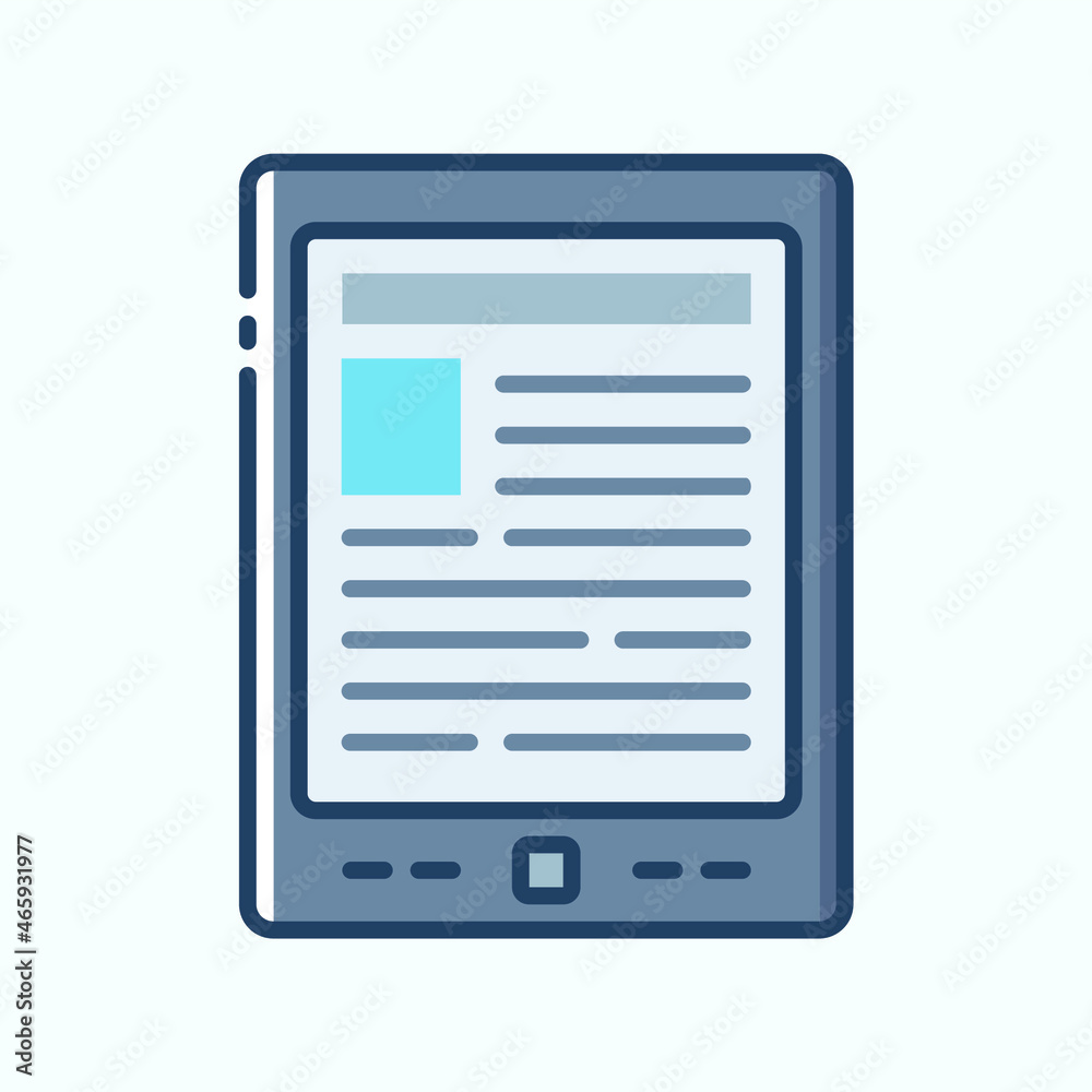 Electronic book reader colored icon. Collection of electronic devices ...