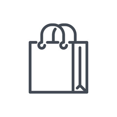 Fototapete - Shopping mall bag with handles line icon. Grocery bag vector outline sign.