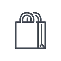 Poster - shopping bag with handles line icon. grocery bag vector outline sign.