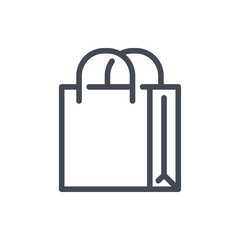 Fototapete - Shopping bag with handles line icon. Grocery bag vector outline sign.