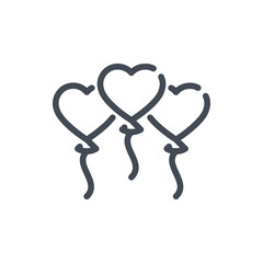 Poster - Balloons of love line icon.  Heart shaped balloons vector outline sign.