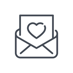 Poster - Love letter line icon. Open envelope with heart vector outline sign.