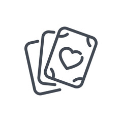 Poster - Playing card with heart line icon.  Love game vector outline sign.