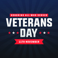 Wall Mural - veterans day November 11th modern creative banner, sign, design concept, social media post with text, starts and an american flag