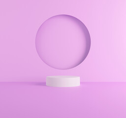 Wall Mural - white podium with pink circles 3d rendering background