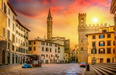 Poster - Florence street in evening