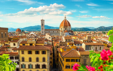 Wall Mural - Cathedral of Mary and flowers