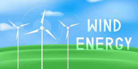 Wind energy poster. Vector illustration.