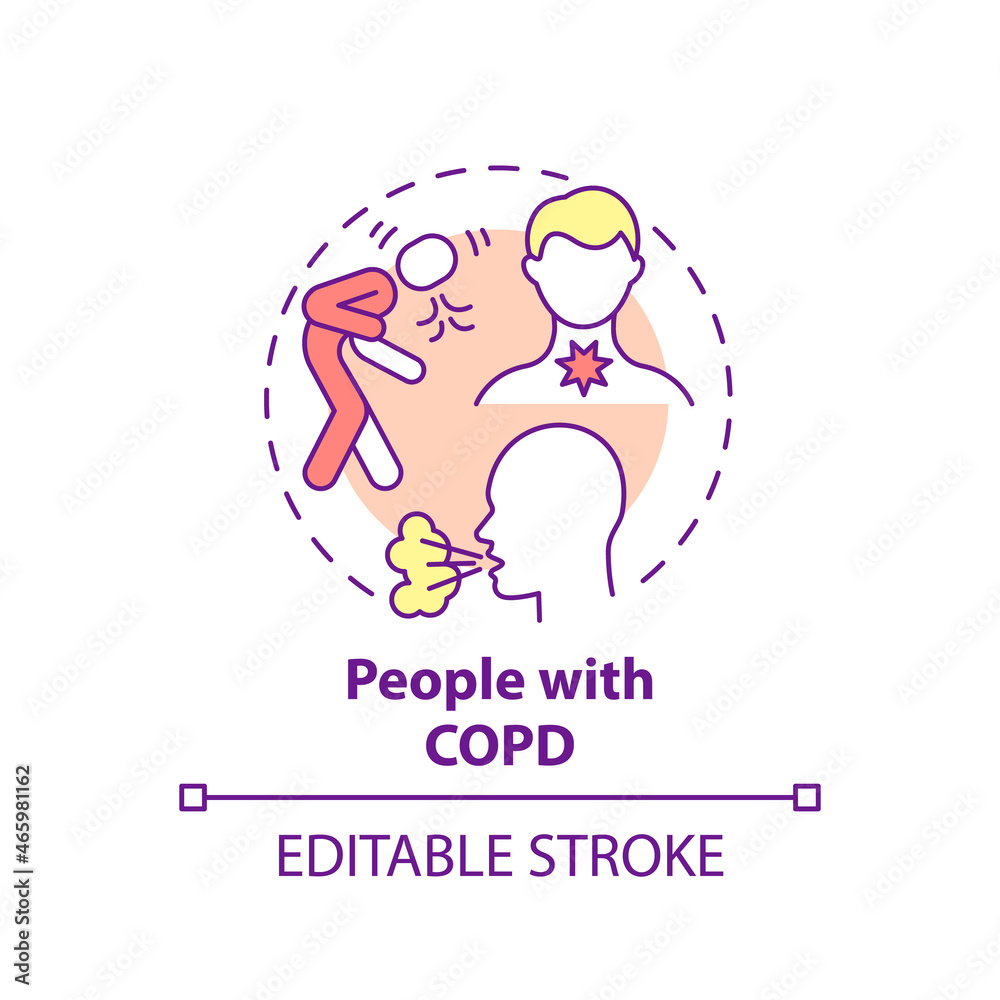 People with copd concept icon. Respiratory illness rehabilitation ...