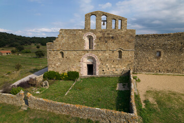 Wall Mural - Marcevol French monastery aerial view