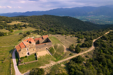 Wall Mural - Marcevol French monastery aerial view