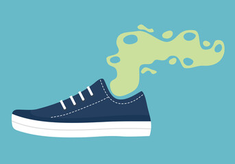 Smelly shoe concept vector illustration. Unpleasant smell from dirty shoe. 