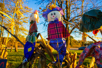 Wall Mural - happy halloween scarecrow farm