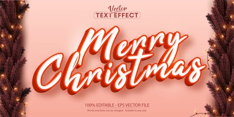 Wall Mural - merry christmas text, cartoon style editable text effect