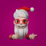 Fototapeta  - santa claus pointing with hand. 3d rendering