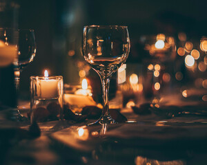 Close Up Wine Glass by Candlelight