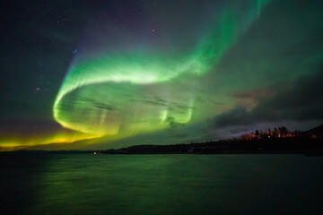 Wall Mural - aurora borealis northern lights sweden lapland landscape