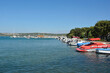 Boats moored by the historical centre of Porec in Istria in western Croatia
