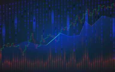 Wall Mural - Trade chart background with binary code. Stock and trade concept.