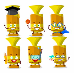 Canvas Print - School student of orange spray trumpet cartoon character with various expressions