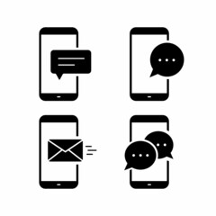 Wall Mural - Mobile phone notification message glyph icon vector graphic