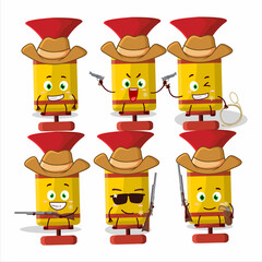 Sticker - Cool cowboy yellow spray trumpet cartoon character with a cute hat