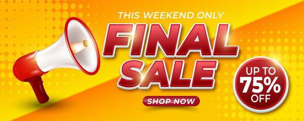 Final sale banner template red design for online shopping background