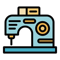 Sticker - Modern sewing machine icon. Outline modern sewing machine vector icon color flat isolated