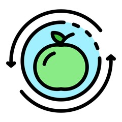 Poster - Fruit apple digestion icon. Outline fruit apple digestion vector icon color flat isolated