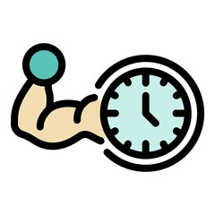 Poster - Training time icon. Outline training time vector icon color flat isolated