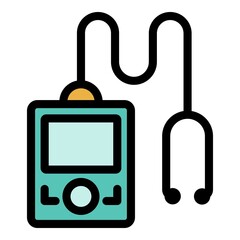 Poster - Music player icon. Outline music player vector icon color flat isolated