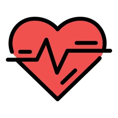 Poster - heartbeat icon. outline heartbeat vector icon color flat isolated