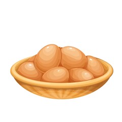 Canvas Print - Chicken brown eggs in a bowl vector illustration.