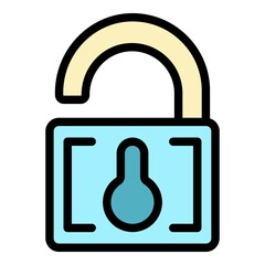 Poster - Unsecured personal data icon. Outline unsecured personal data vector icon color flat isolated