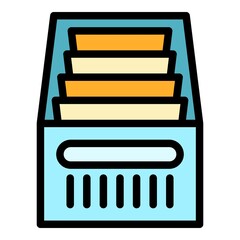 Poster - Folder drawer icon. Outline folder drawer vector icon color flat isolated