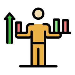 Poster - Keep training graph icon. Outline keep training graph vector icon color flat isolated
