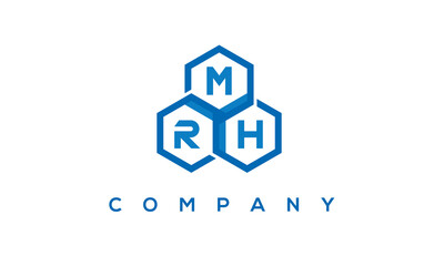 MRH letters design logo with three polygon hexagon logo vector template