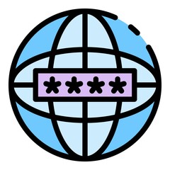 Poster - global internet authentication icon. outline global internet authentication vector icon color flat i