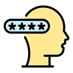 Poster - Smart thinking authentication icon. Outline smart thinking authentication vector icon color flat isolated