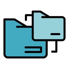 Poster - Folder network remote access icon. Outline folder network remote access vector icon color flat isolated