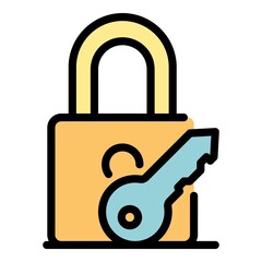 Poster - Secured padlock remote control icon. Outline secured padlock remote control vector icon color flat isolated