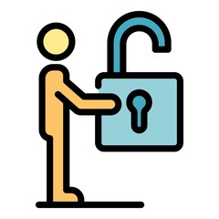 Poster - Unlocked remote control icon. Outline unlocked remote control vector icon color flat isolated