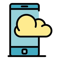 Poster - Smartphone cloud remote access icon. Outline smartphone cloud remote access vector icon color flat isolated
