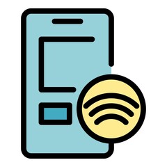 Poster - Smartphone wifi remote access icon. Outline smartphone wifi remote access vector icon color flat isolated