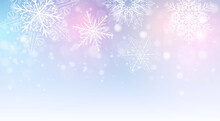 Christmas Background With Snowflakes, Purple Blue Winter Snow Background, Vector Illustration.