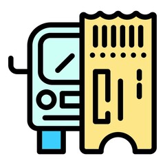 Poster - City bus ticket icon. Outline city bus ticket vector icon color flat isolated