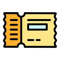 Poster - Paper bus ticket icon. Outline paper bus ticket vector icon color flat isolated